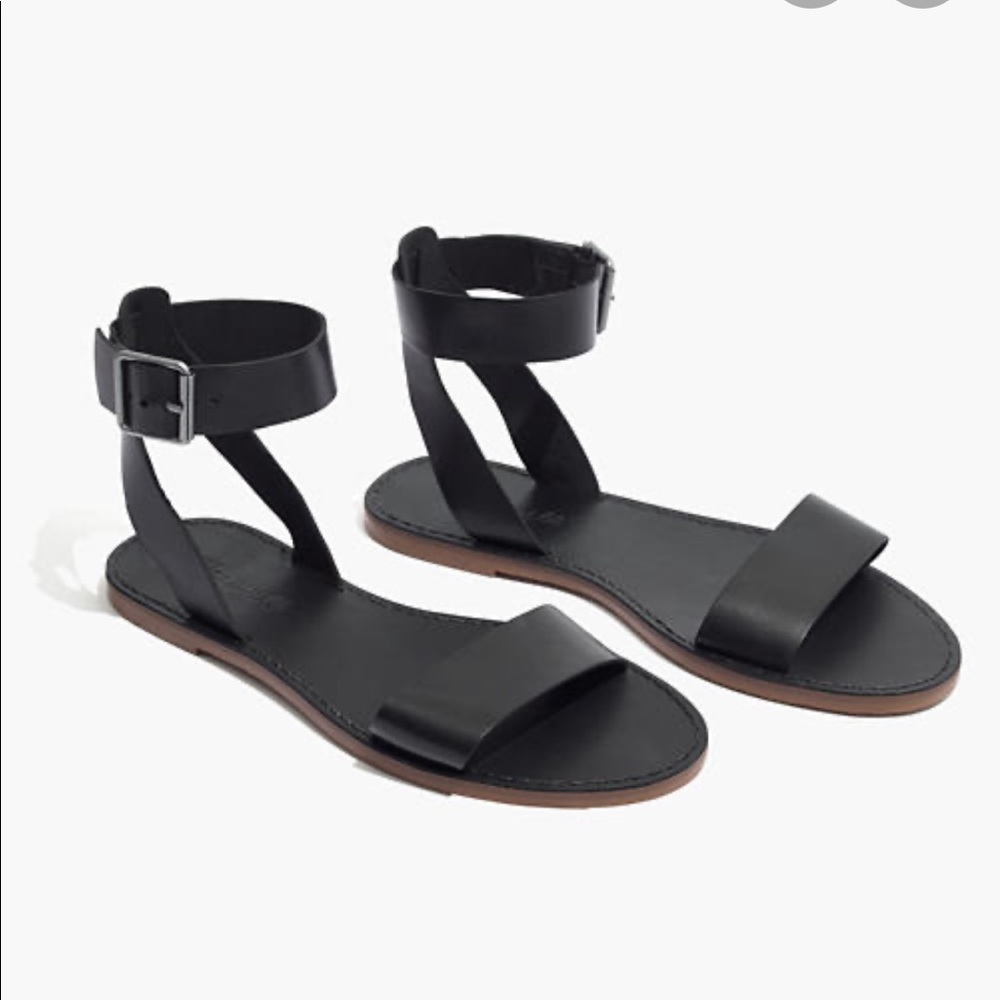 Madewell boardwalk black ankle strap sandals